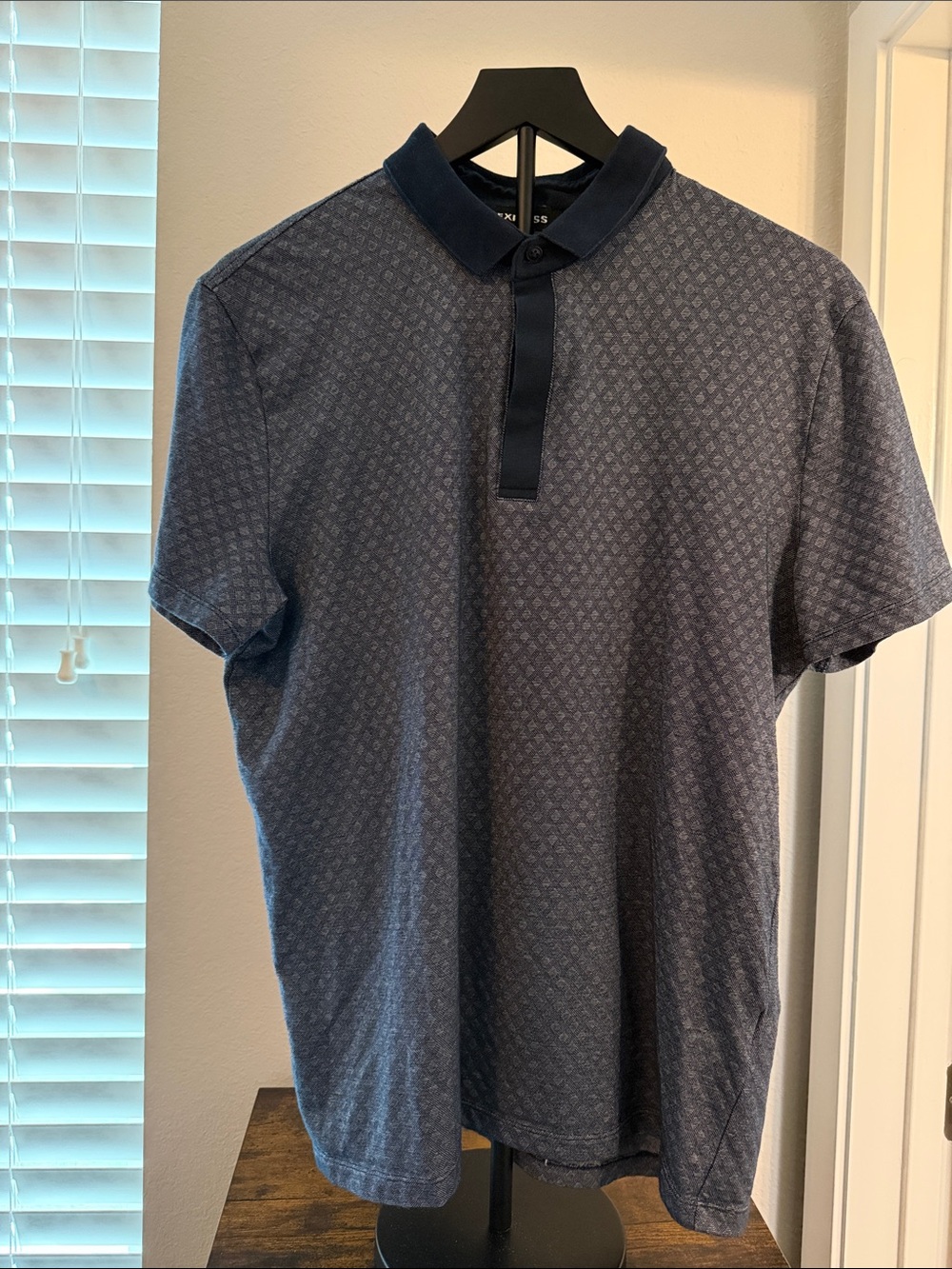 Express Navy Polo with Contrast Placket